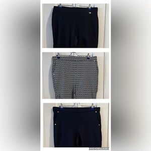Anne Klein Black, Navy & Navy Patterned Women's Pants Size Large